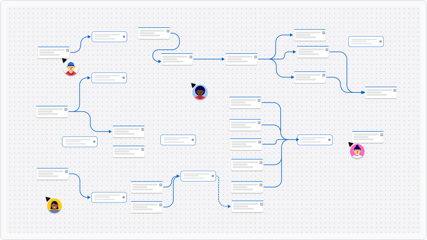 Teams collaborating on the Stubber canvas