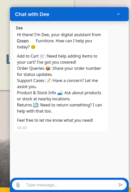 Deco webchat interface example