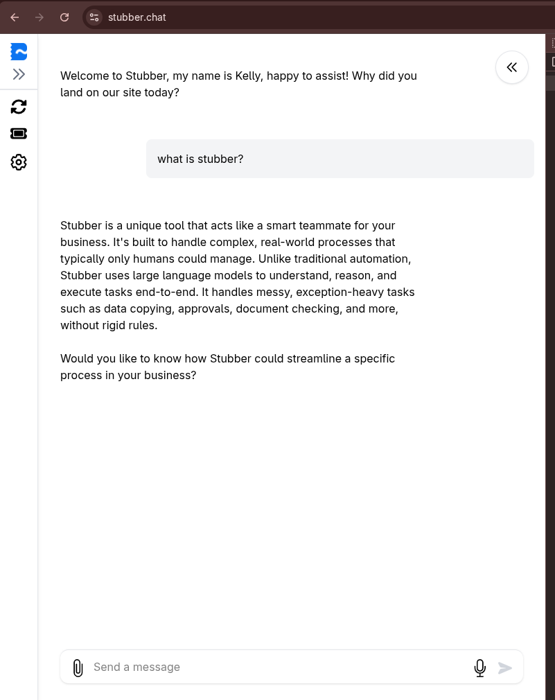 Hosted Stubber webchat interface